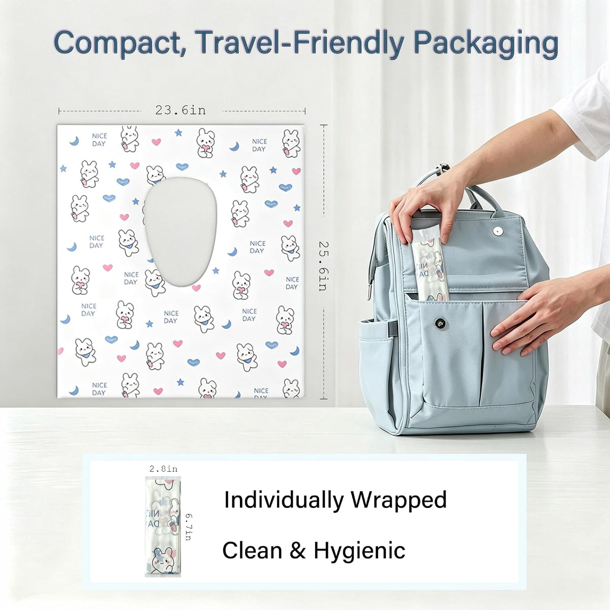30 Pack Individually Wrapped XL Disposable Toilet Seat Covers