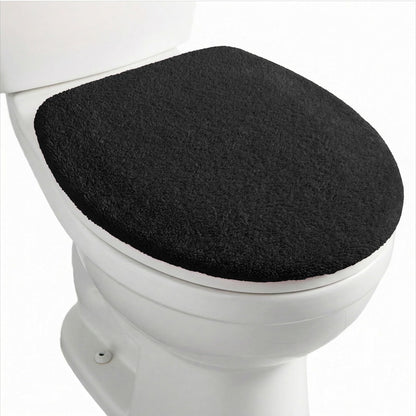 Microfiber Toilet Lid Cover, Non-Slip Soft Toilet Cover Adjustable Toilets Seat Covers Absorbent Machine Washable Covers Elastic Fits Most Round Elongated Toilets Bathroom Decor