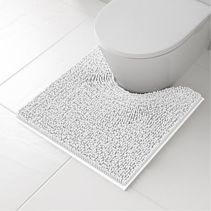 RUN HELIX Bathroom Toilet Lid Cover,Chenille Machine Washable Seat Covers, 17.5x15, Stays in Place Rubber Backing, Fits Most Round, Elongated and Oblong Lids, Accessories Decor,White