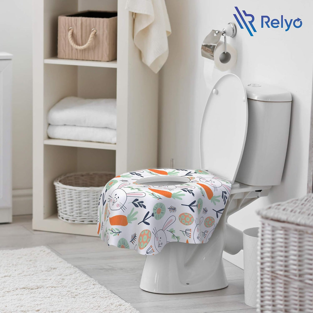 Relyo Disposable Toilet Seat Cover for Travel, Kids, 20 Pack, Bunny