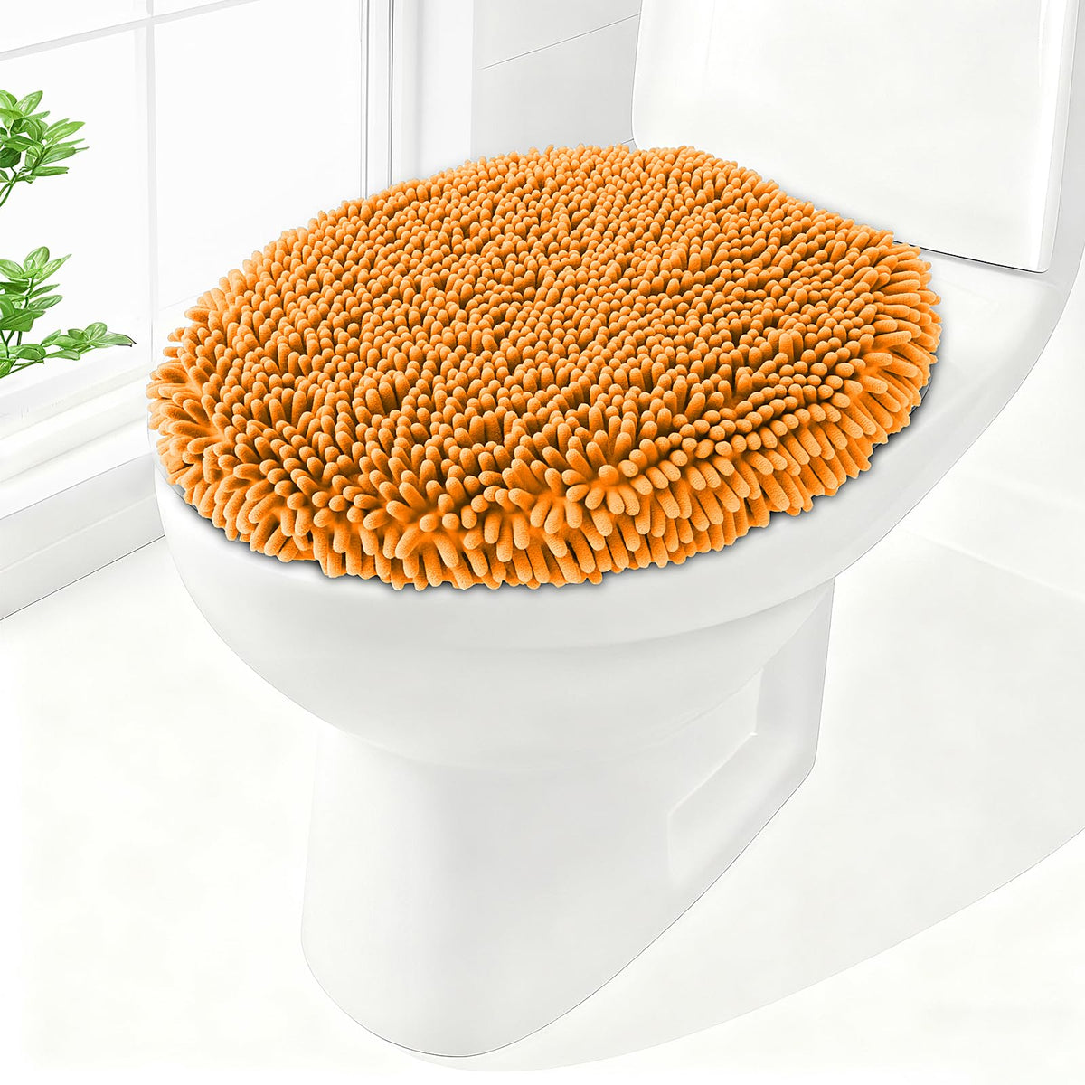 Soft Chenille Toilet Lid Cover 19.5L x 18.5W Machine Washable