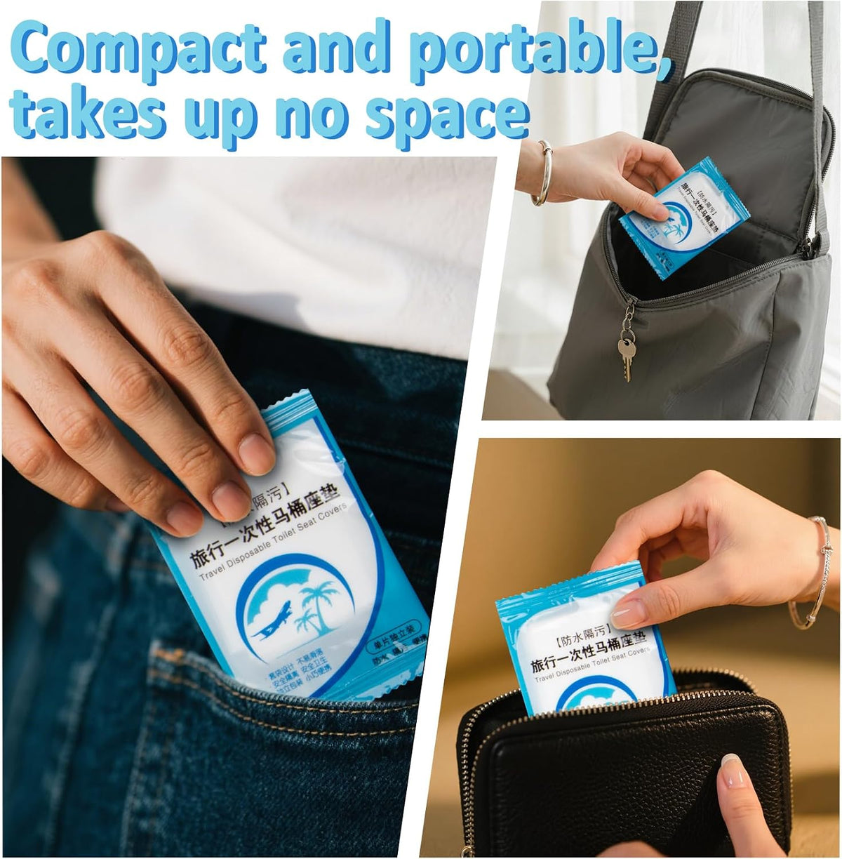 RAINFLOW Disposable Toilet Seat Covers - 60 Pack Waterproof Plastic Covers