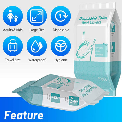 30 Pack Toilet Seat Covers Disposable100% Waterproof XL Individually Wrapped Disposable Toilet Seat Covers for Adults and Kids Potty Training, Travel Accessories for Public Restrooms Airplane Camping