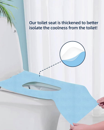 50 Pack Disposable Toilet Seat Covers 16x24 Inch Extra Large Individually Wrapped Toilet Seat Shields Travel Accessories for Adults Kids-Blue