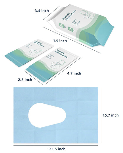 50 Pack Disposable Toilet Seat Covers 16x24 Inch Extra Large Individually Wrapped Toilet Seat Shields Travel Accessories for Adults Kids-Blue