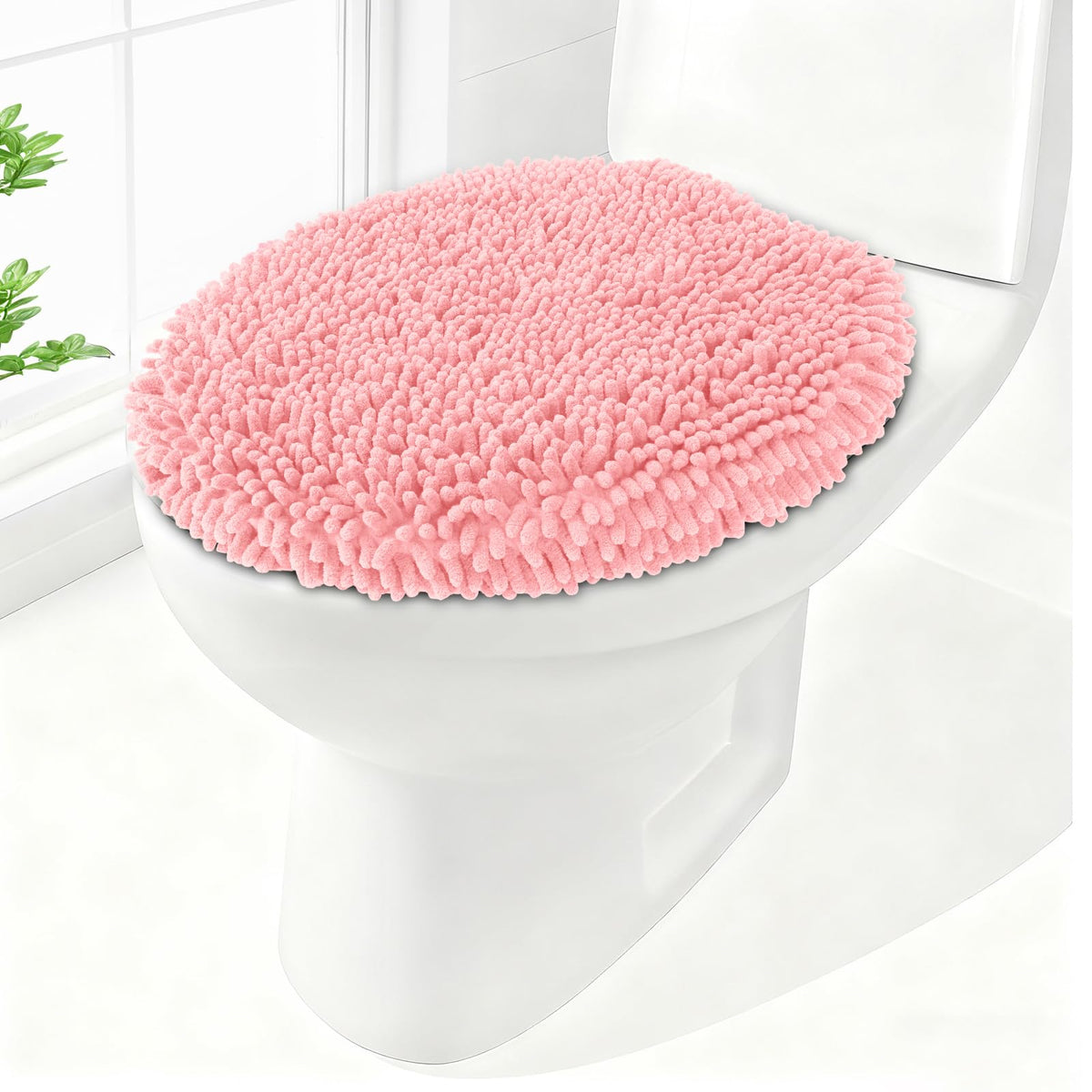 Soft Chenille Toilet Lid Cover 19.5L x 18.5W Machine Washable