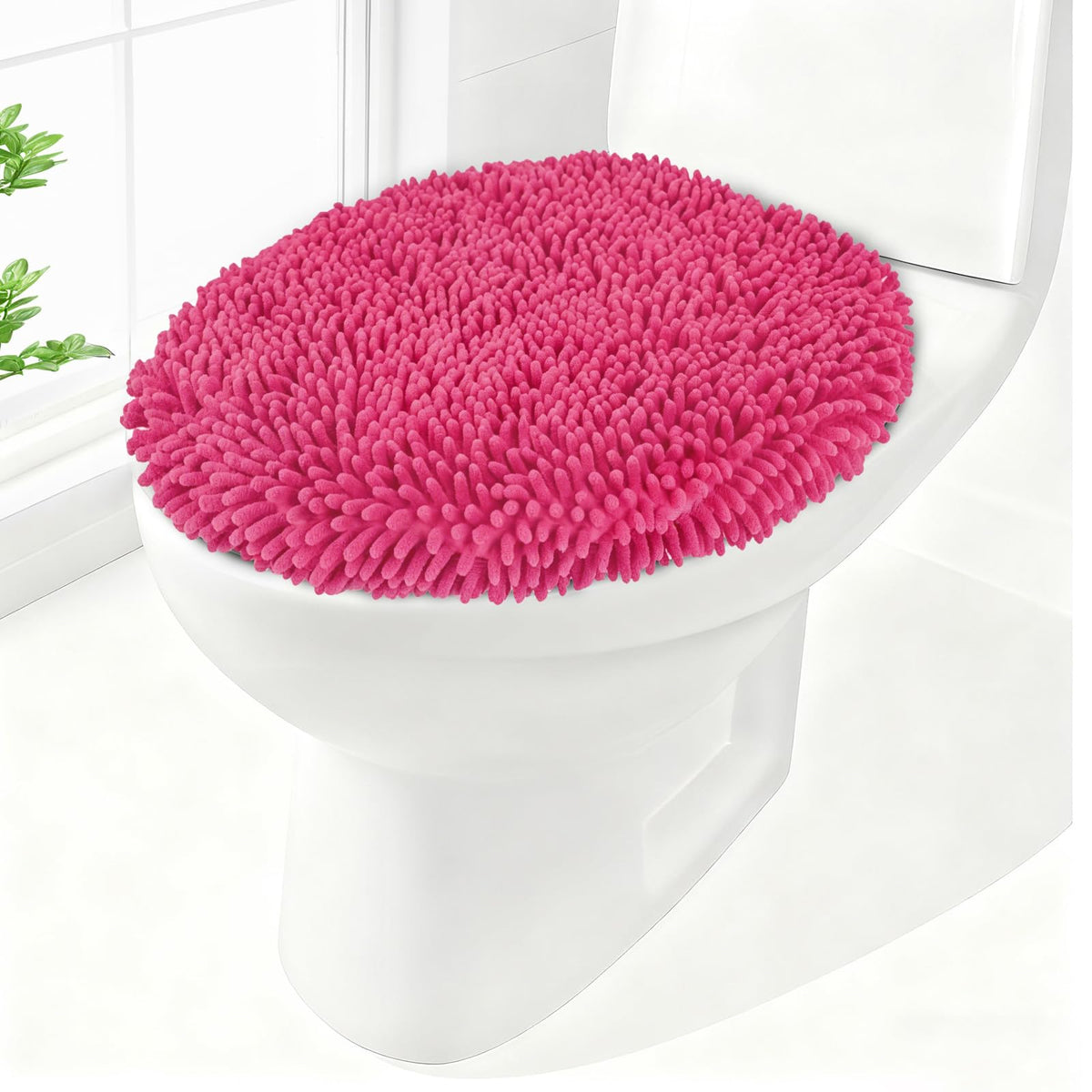 Soft Chenille Toilet Lid Cover 19.5L x 18.5W Machine Washable