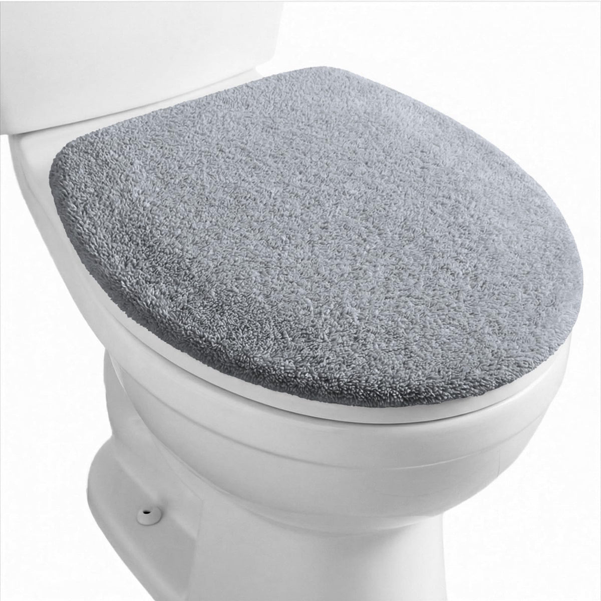 Microfiber Toilet Lid Cover, Non-Slip Soft Toilet Cover Adjustable Toilets Seat Covers Absorbent Machine Washable Covers Elastic Fits Most Round Elongated Toilets Bathroom Decor