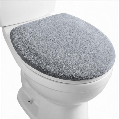 Microfiber Toilet Lid Cover, Non-Slip Soft Toilet Cover Adjustable Toilets Seat Covers Absorbent Machine Washable Covers Elastic Fits Most Round Elongated Toilets Bathroom Decor