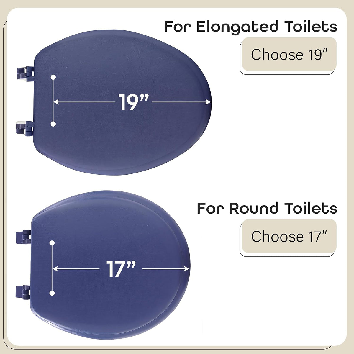 Soft Standard Vinyl Toilet Seat, Navy, 17 in