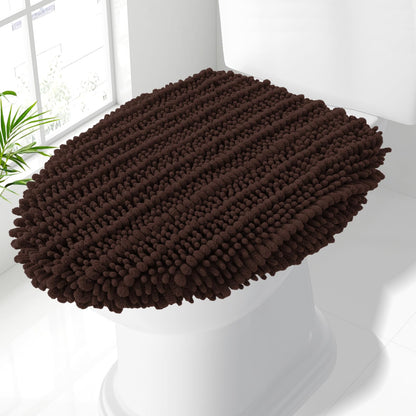Smiry Soft Chenille Bathroom Toilet Lid Cover 17.5x15 Rubber Backing Covers