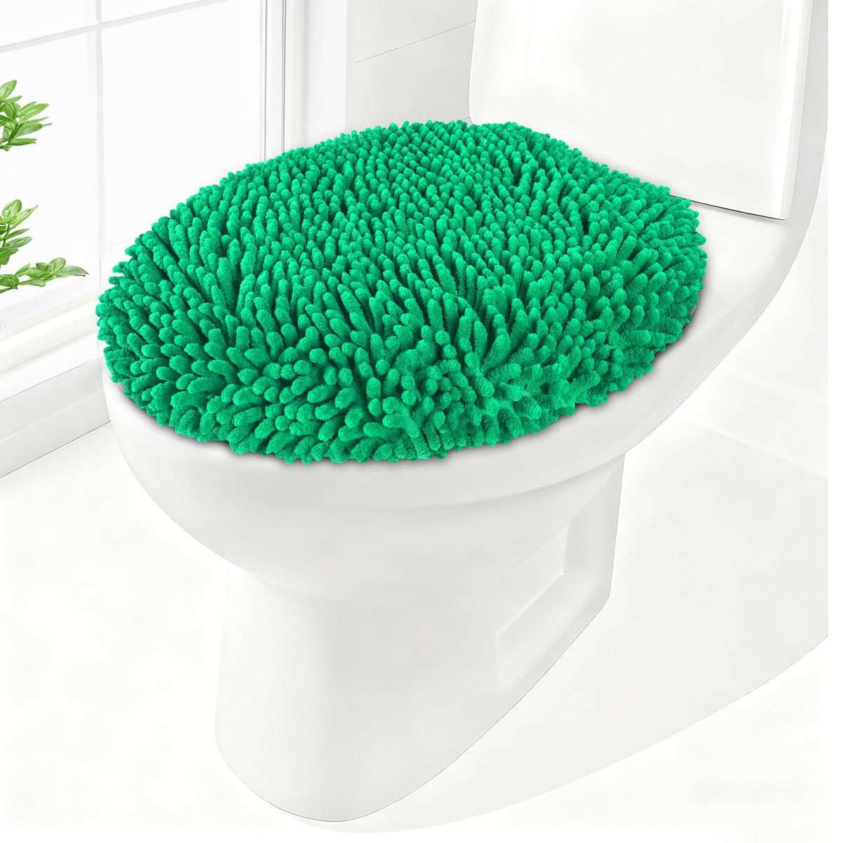 Soft Chenille Toilet Lid Cover 19.5L x 18.5W Machine Washable
