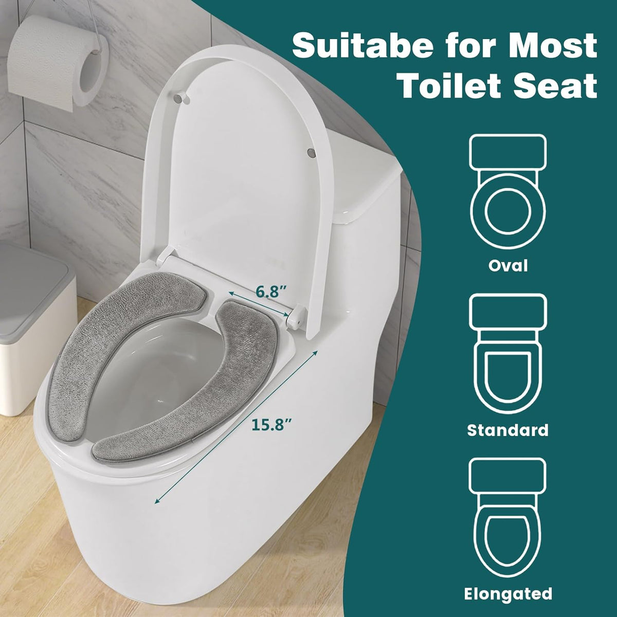 Toilet Seat Cover with Memory Foam, Toilet Seat Cushion for Bathroom