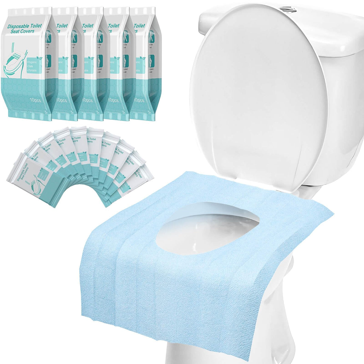30 Pack Toilet Seat Covers Disposable100% Waterproof XL Individually Wrapped Disposable Toilet Seat Covers for Adults and Kids Potty Training, Travel Accessories for Public Restrooms Airplane Camping