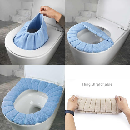 SKJ&CO Toilet Seat Covers, 5 Color Combinations，Soft Toilet Seat Warmer Pads for Bathroom