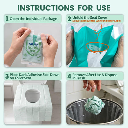 Disposable Toilet Seat Covers, 20 PCS Individually Travel Pack, XL Waterproof & Adhesive Secure Fit for Public Restrooms, Airplane & Office Use