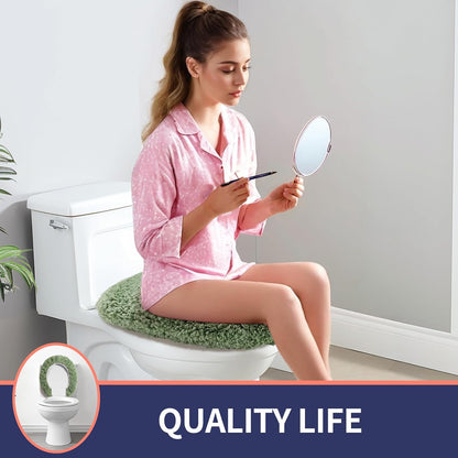Microfiber Elongated Toilet Seat Cover 19.5"x 15" Machine Washable