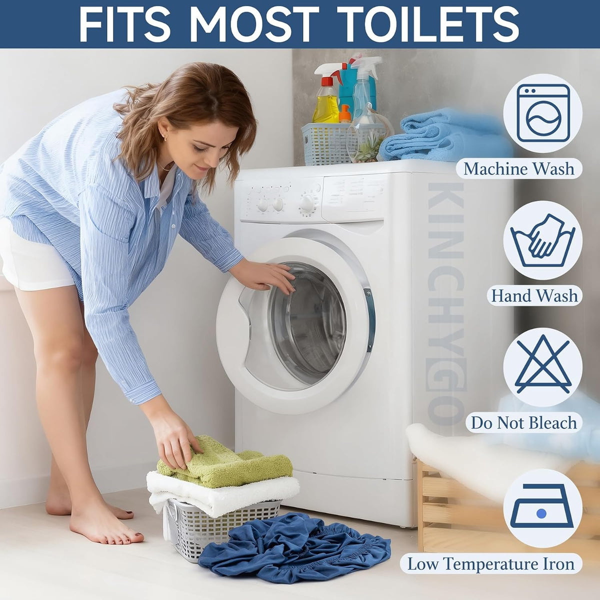Toilet Lid Cover and Toilet Tank Lid Cover With Elastic Bottom