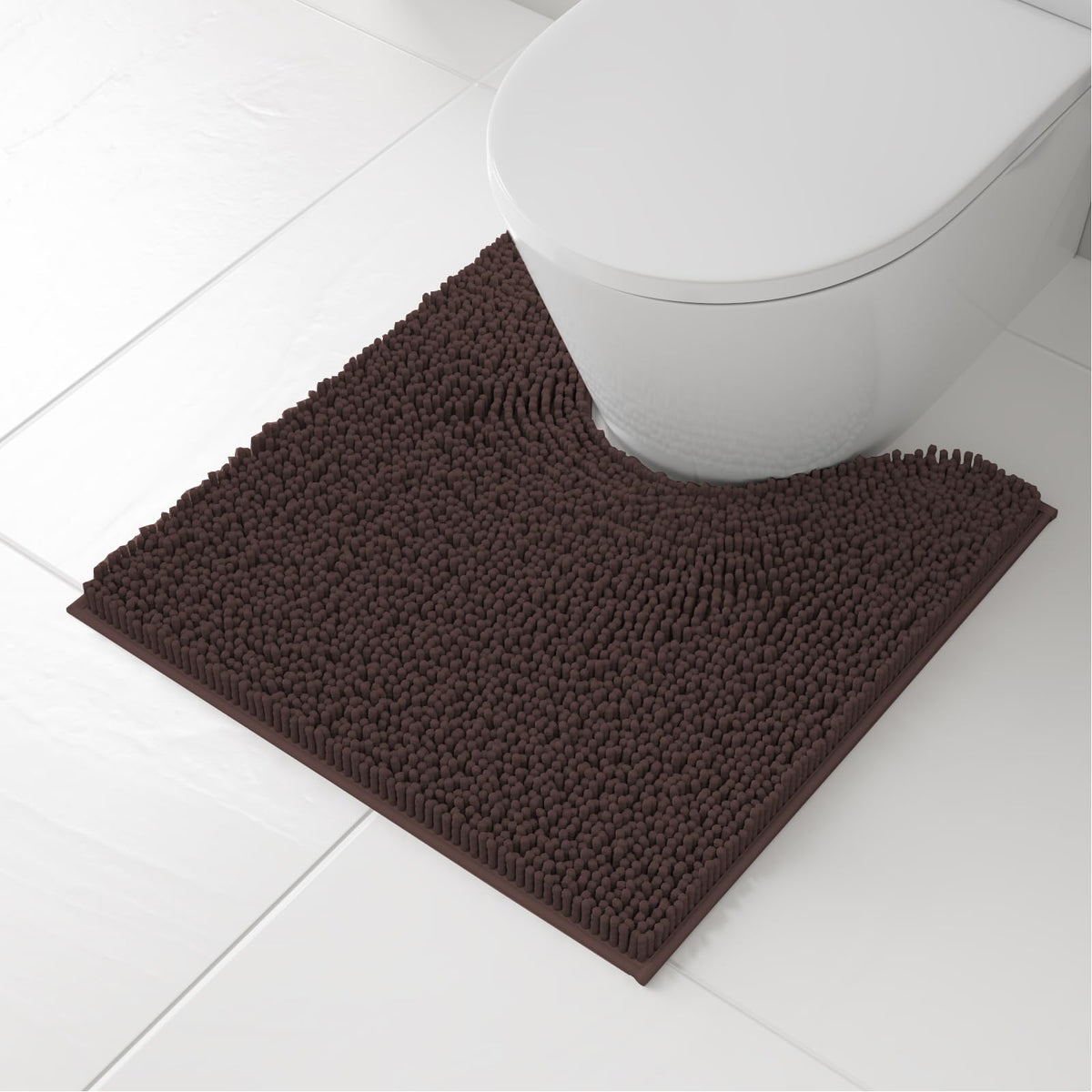 RUN HELIX Bathroom Toilet Lid Cover,Chenille Machine Washable Seat Covers, 17.5x15, Stays in Place Rubber Backing, Fits Most Round, Elongated and Oblong Lids, Accessories Decor,White