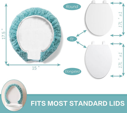 Microfiber Toilet Lid Cover, 17.5"x15" Fits Round Oblong and Elongated