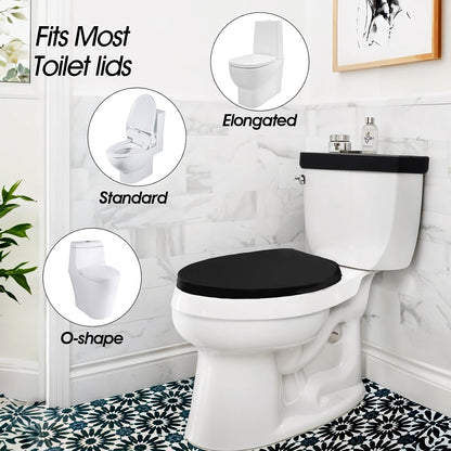 Tyqour Black Toilet Seat Cover Black Toilet Lid Cover and Toilet Tank Cover Set, Universal Toilet Cover Set with Elastic Bottom for Bathroom Decor Accessories