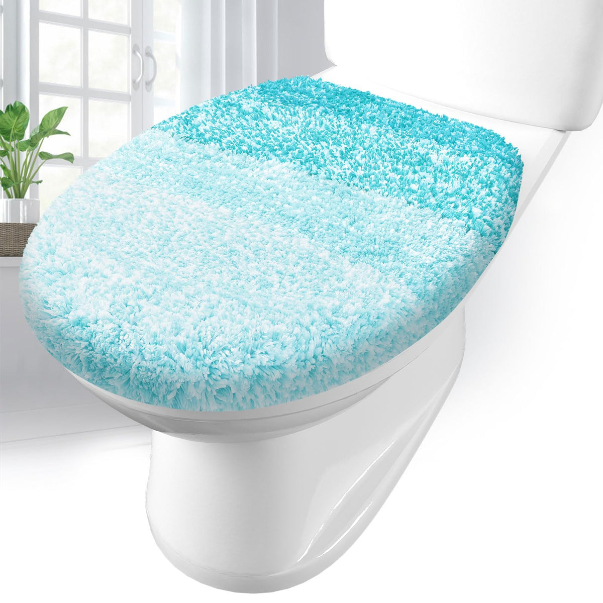 Arotive Soft Microfiber Bathroom Toilet Lid Cover, 17.5x15, Blue