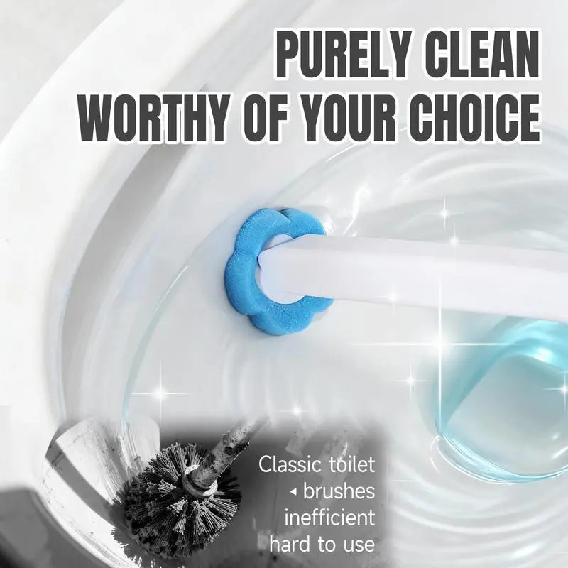 Disposable Toilet Brush Set with Toilet Cleaning System, 1 Brush & 24 Cleaner Refills, 15.7-in ABS Plastic Long Handle Wand, Space-Saving Wall-Mounted Caddy, Bathroom Cleaning Accessory, 1 Brush & 24Cleaner Refills