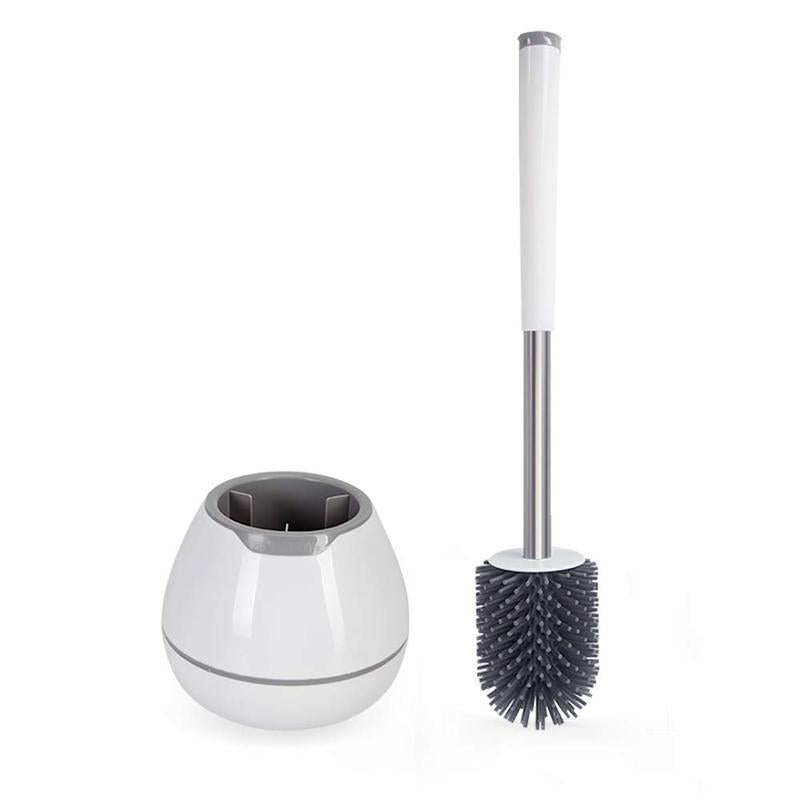 Toilet Brush And Holder Set  Silicone Bowl Cleaner Scrubber With Tweezers For Bathroom Cleaning Rv Accessories House Organization Must-haves - Pink