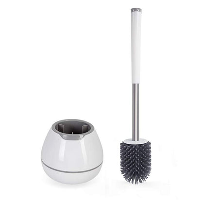 Toilet Brush And Holder Set  Silicone Bowl Cleaner Scrubber With Tweezers For Bathroom Cleaning Rv Accessories House Organization Must-haves - Pink