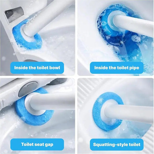 Compact Disposable Plastic Toilet Brush Gift Set - 24 Disposable Heads, Wall-Mount Holder, Handle, Wall-Mounted Caddy for Tidiness, Germ-Contact Reduction for Car Interior & Household Use