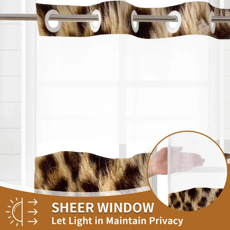 Leopard Print Shower Curtain - Waterproof & Mildew Resistant Thick PEVA Bathroom Curtain with No-Drill Installation