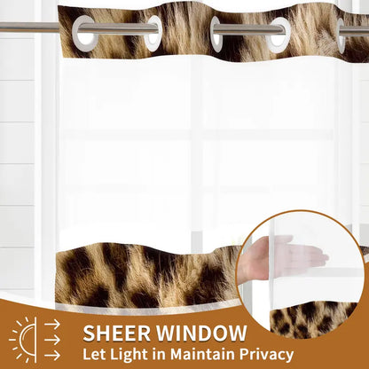 Leopard Print Shower Curtain - Waterproof & Mildew Resistant Thick PEVA Bathroom Curtain with No-Drill Installation