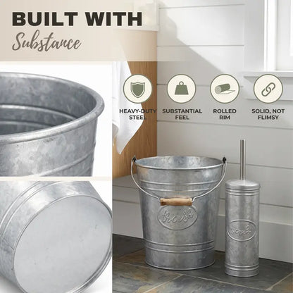 Autumn Alley Farmhouse Galvanized Trash Can & Toilet Brush Set