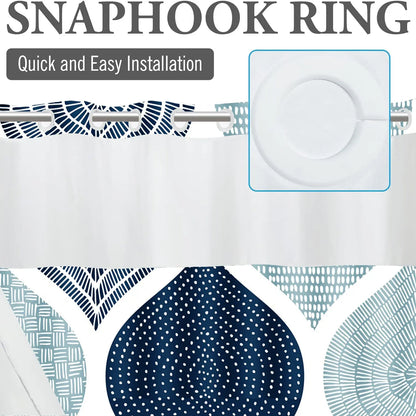 LVRLVR 1pc Modern Minimalist Geometric Ogee Bathroom Shower Curtain with Sheer Top Window, Detachable Liner & No Hook C-Ring, 70.8" x 74"