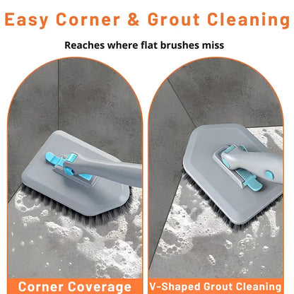 56-in Detachable EVA+Metal Pole Multifunctional Shower Scrubber Brush Set for Bathroom Owners, Removable Washable Adjustable Toilet Pad, Less Bending/Kneel, Cleans Bathtub Tile Grout Wall Floor, Wipes Glass Mirror Door Kitchen Surfaces