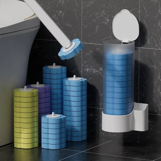 Premium Plastic Disposable Toilet Brush Complete Kit, Bathroom Accessory with Toilet Wand, Reusable Wand, Snap-Swap Replaceable Heads, Long Handle, Water-Activated Cleaner for U-Bend Deep Clean, Odor-Free System