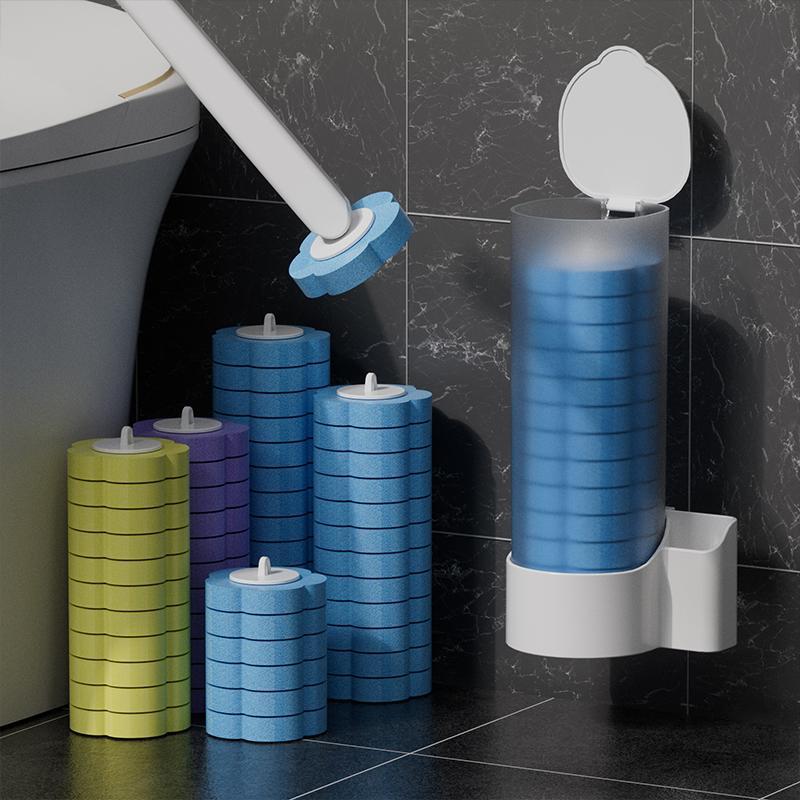 Premium Plastic Disposable Toilet Brush Complete Kit, Bathroom Accessory with Toilet Wand, Reusable Wand, Snap-Swap Replaceable Heads, Long Handle, Water-Activated Cleaner for U-Bend Deep Clean, Odor-Free System
