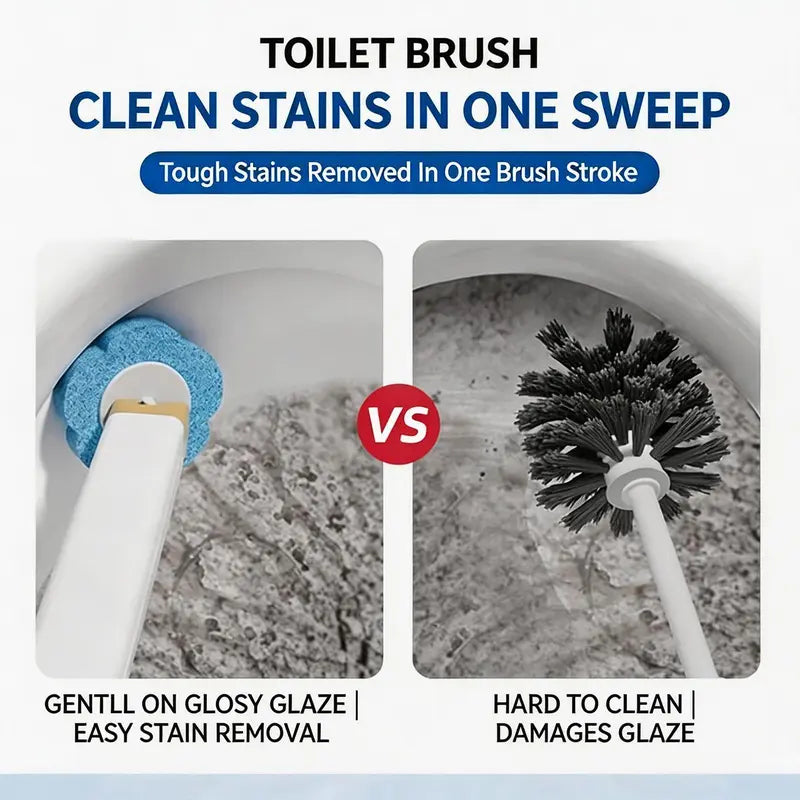 Nifogo Disposable Toilet Brush Set with Wall-Mount Holder, Includes 24 Refills, Triple-Layer Anti-Fouling Sponge, Fragrance Neutralizer, 360° Rotatable Deep Cleaning Tool for Bathrooms, Hassle-Free Drain Scrubbing