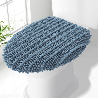 Smiry Soft Chenille Bathroom Toilet Lid Cover 17.5x15 Rubber Backing Covers