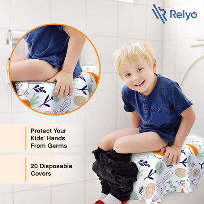 Relyo Disposable Toilet Seat Cover for Travel, Kids, 20 Pack, Bunny