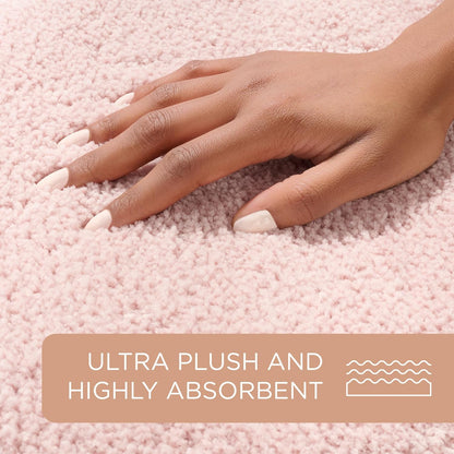 TOWN & COUNTRY EVERYDAY Ultra Plush Solid Tufted Toilet Lid Cover, Soft and Absorbent, Non-Slip Cover, Machine Washable, Blush, 18"x19"