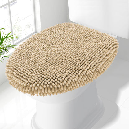 Smiry Soft Chenille Bathroom Toilet Lid Cover 17.5x15, Black