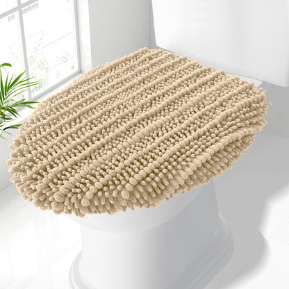 Smiry Soft Chenille Bathroom Toilet Lid Cover 17.5x15 Rubber Backing Covers