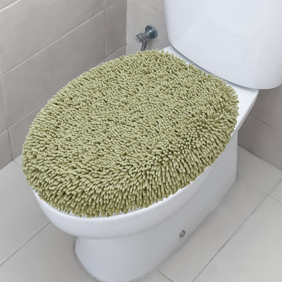 Ultra Soft Chenille Bathroom Toilet Lid Cover, 19x21 Inches, Charcoal Gray