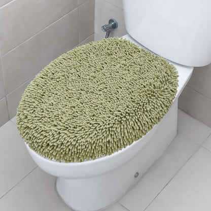 Ultra Soft Chenille Bathroom Toilet Lid Cover, 19x21 Inches, Charcoal Gray