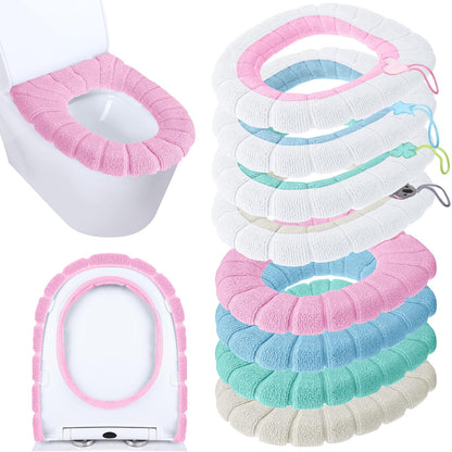 8 Pcs 11.8'' Thicker Bathroom Toilet Seat Cover Pads, Simple Colors