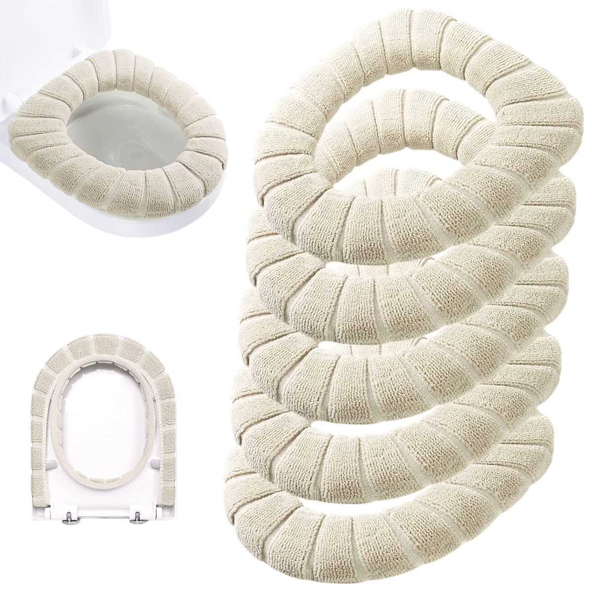 Legigo 5 Pack Toilet Seat Cover, Soft Toilet Seat Warmer Pads for Bathroom