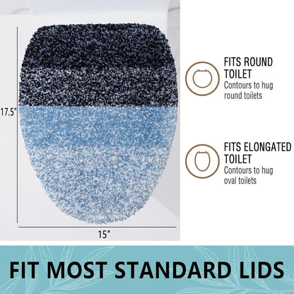 Arotive Soft Microfiber Bathroom Toilet Lid Cover, 17.5x15, Blue