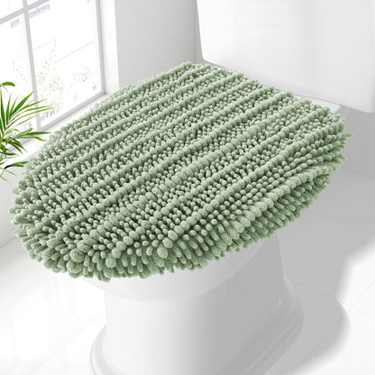 Smiry Soft Chenille Bathroom Toilet Lid Cover 17.5x15 Rubber Backing Covers