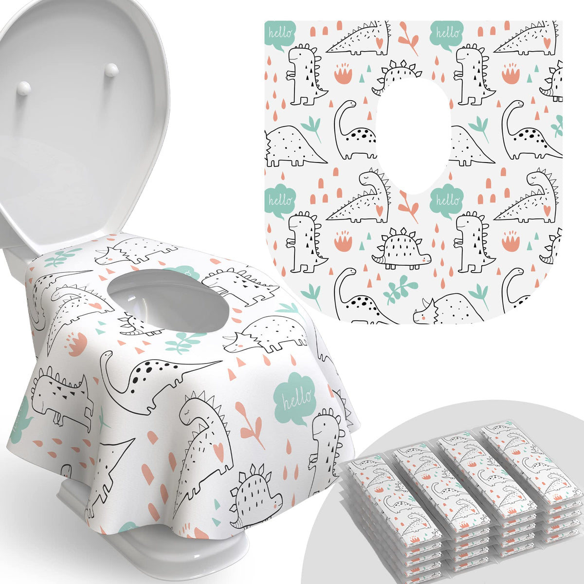 Relyo Disposable Toilet Seat Cover for Travel, Kids, 20 Pack, Bunny